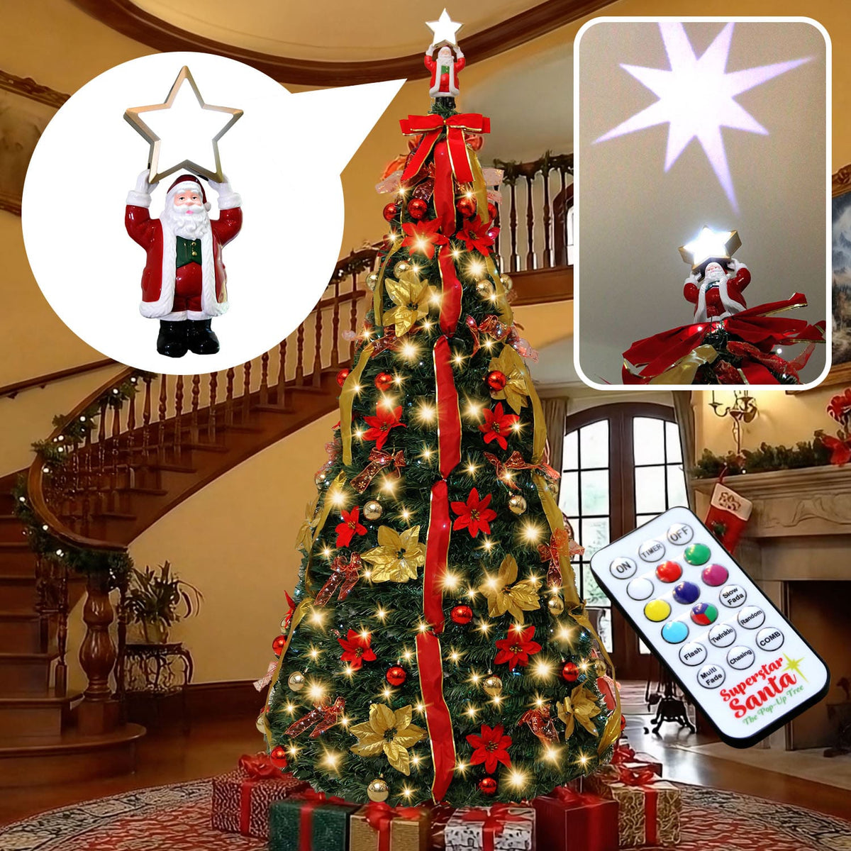 Superstar Santa Pop-Up Christmas Tree